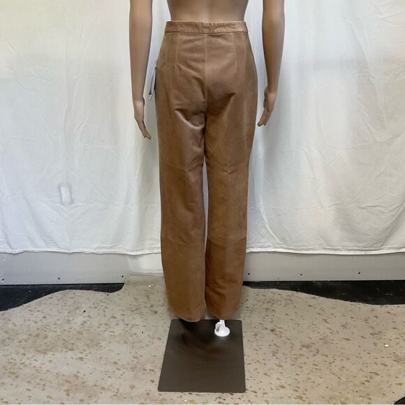 NEW AR BERNARDO Nutmeg Brown Genuine Leather Suede Stright Trousers Pants 8 - Picture 3 of 16
